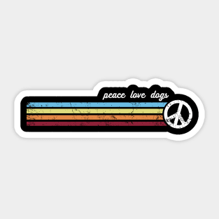 Retro Stripes Peace Love Dogs Sticker